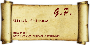 Girst Primusz névjegykártya